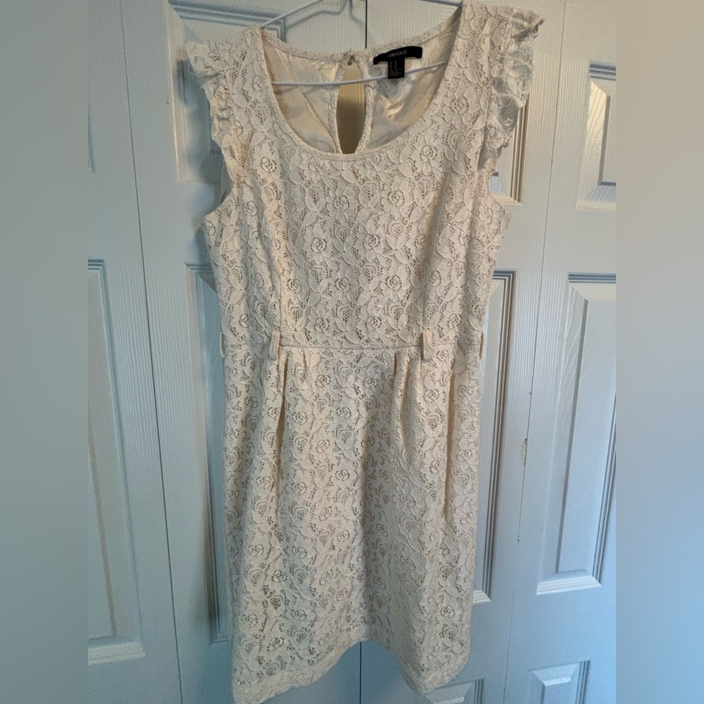 Forever 21 Elegant Lace Cream Dress